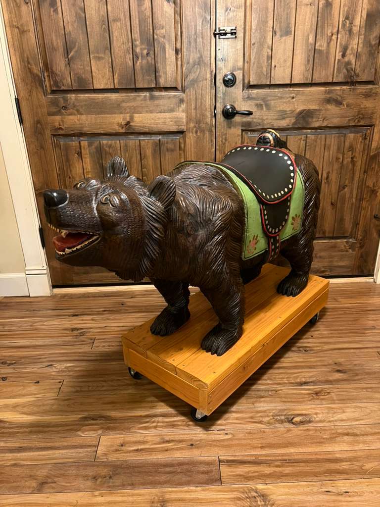 Black Forest Bear Carved Wooden Vintage Statue