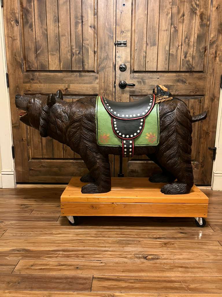 Black Forest Bear Carved Wooden Vintage Statue