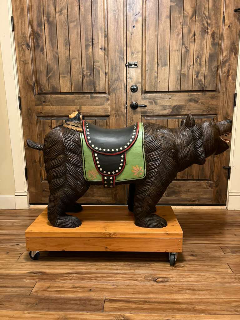 Black Forest Bear Carved Wooden Vintage Statue