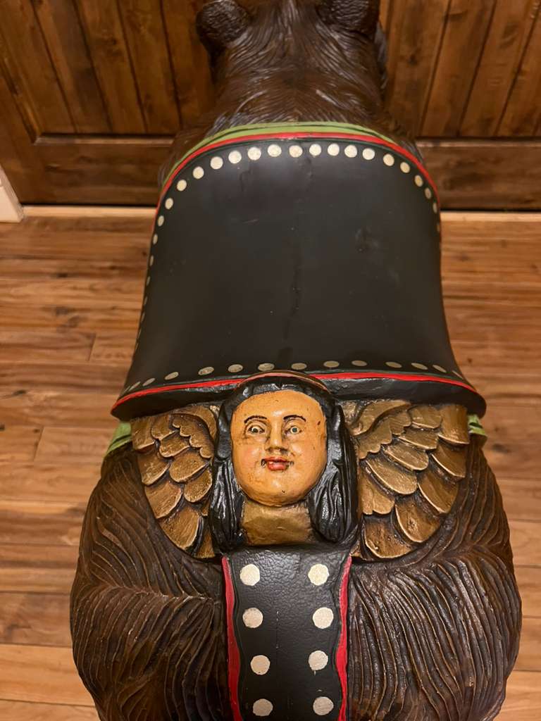 Black Forest Bear Carved Wooden Vintage Statue