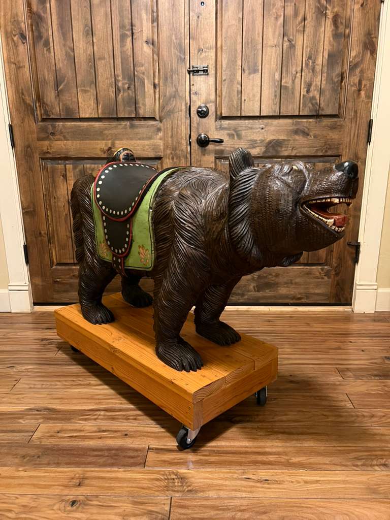 Black Forest Bear Carved Wooden Vintage Statue