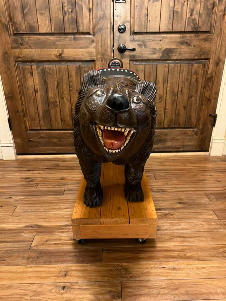 Black Forest Bear Carved Wooden Vintage Statue