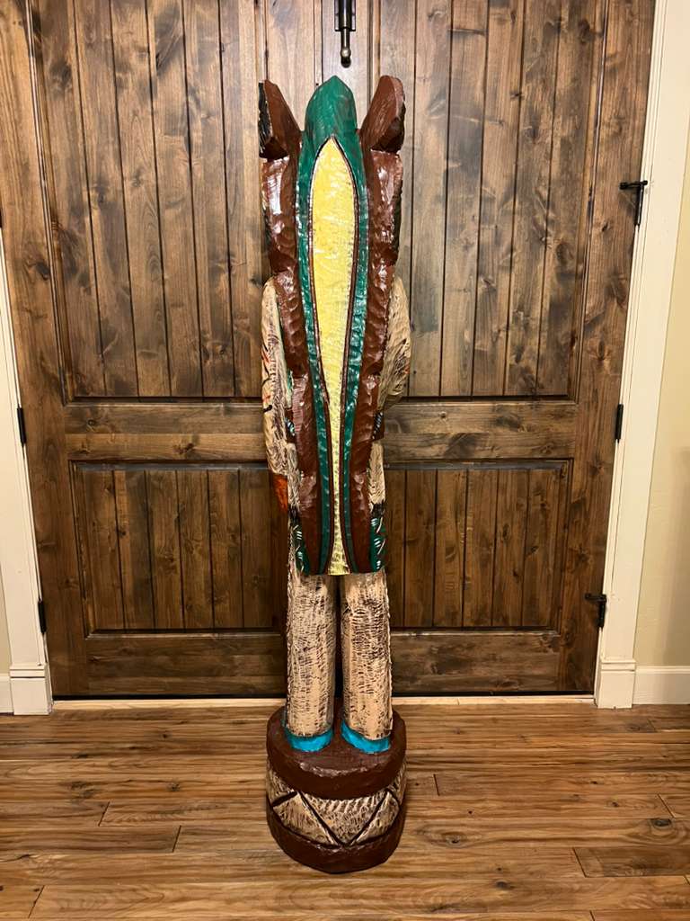 Vintage Frank Gallagher 6 ft Cigar Store Indian carved wooden statue