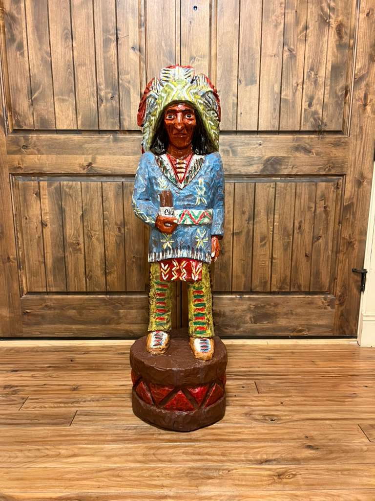 Vintage Ralph Gallagher 4 ft Cigar Store Indian