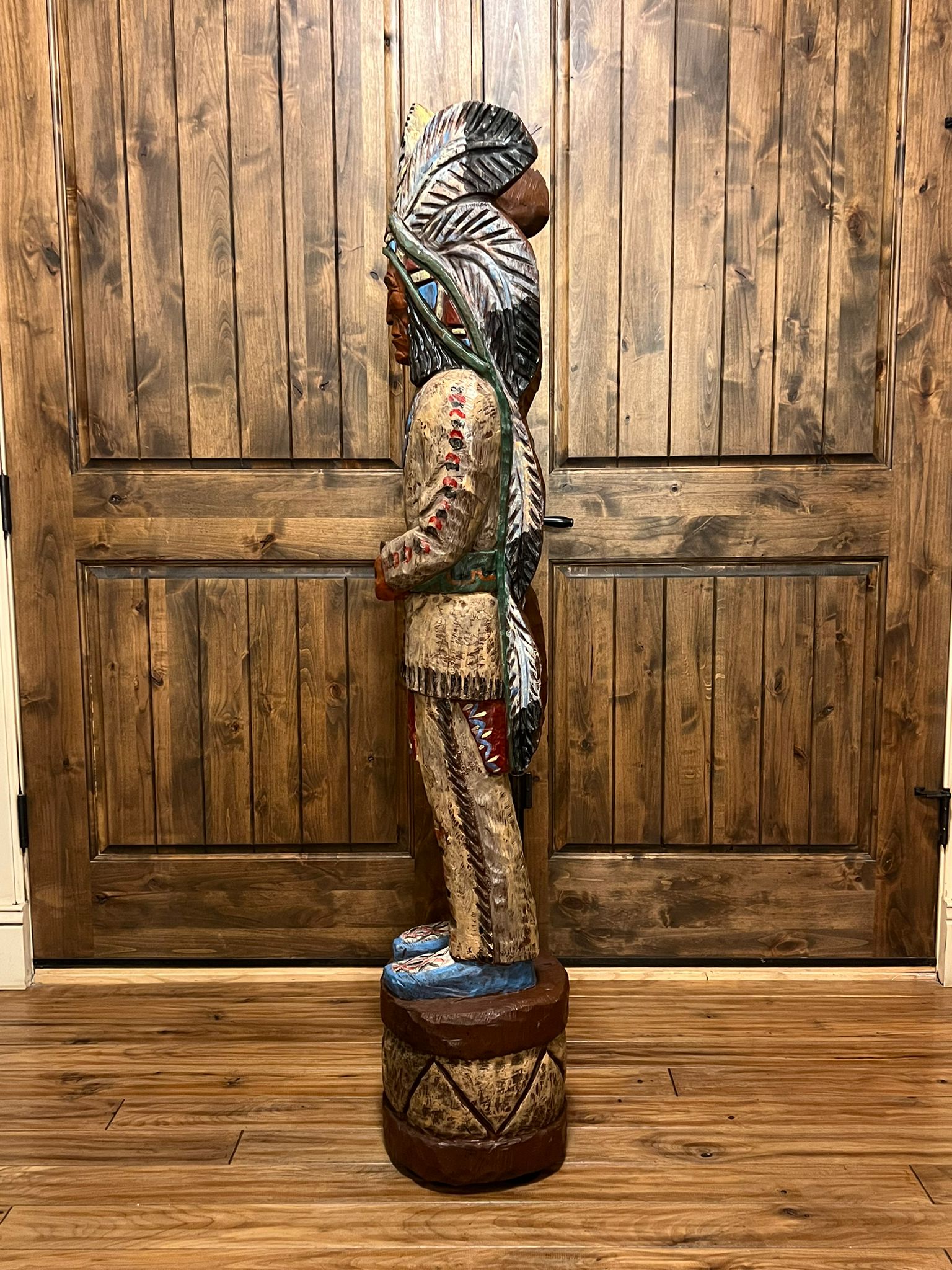 Vintage Ralph Gallagher 5 Ft Cigar Store Indian Carved Wooden Statue