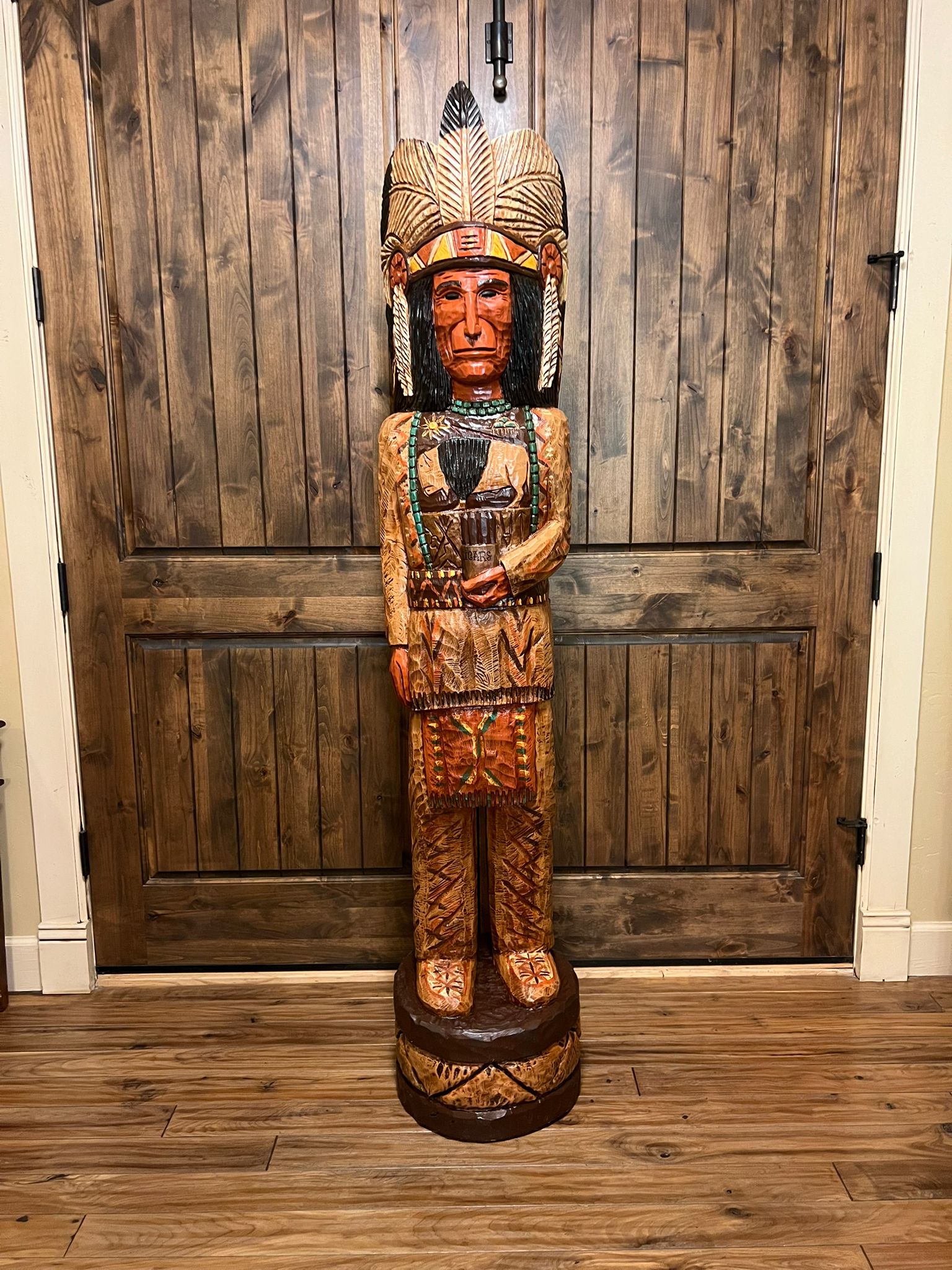 Vintage Frank Gallagher 6 Ft Cigar Store Indian Carved Wooden Statue