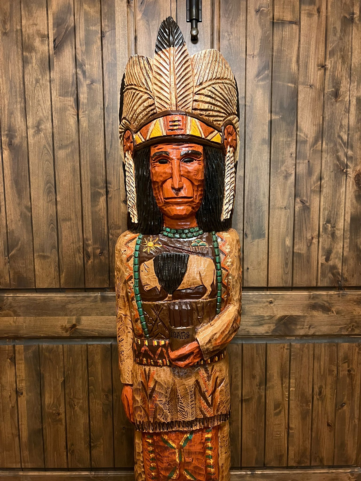 Vintage Frank Gallagher 6 Ft Cigar Store Indian Carved Wooden Statue