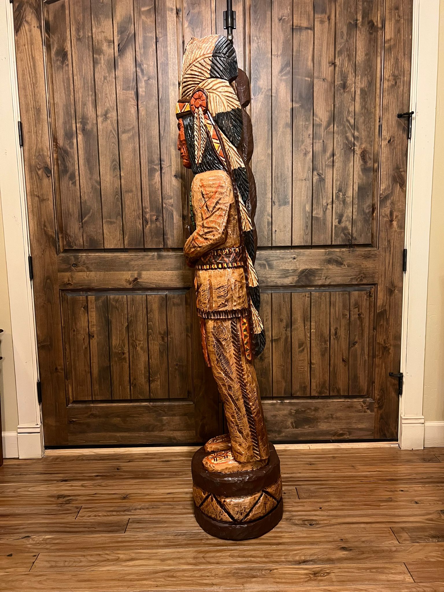 Vintage Frank Gallagher 6 Ft Cigar Store Indian Carved Wooden Statue