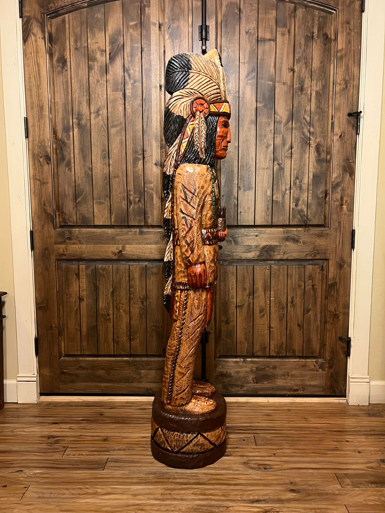 Vintage Frank Gallagher 6 Ft Cigar Store Indian Carved Wooden Statue