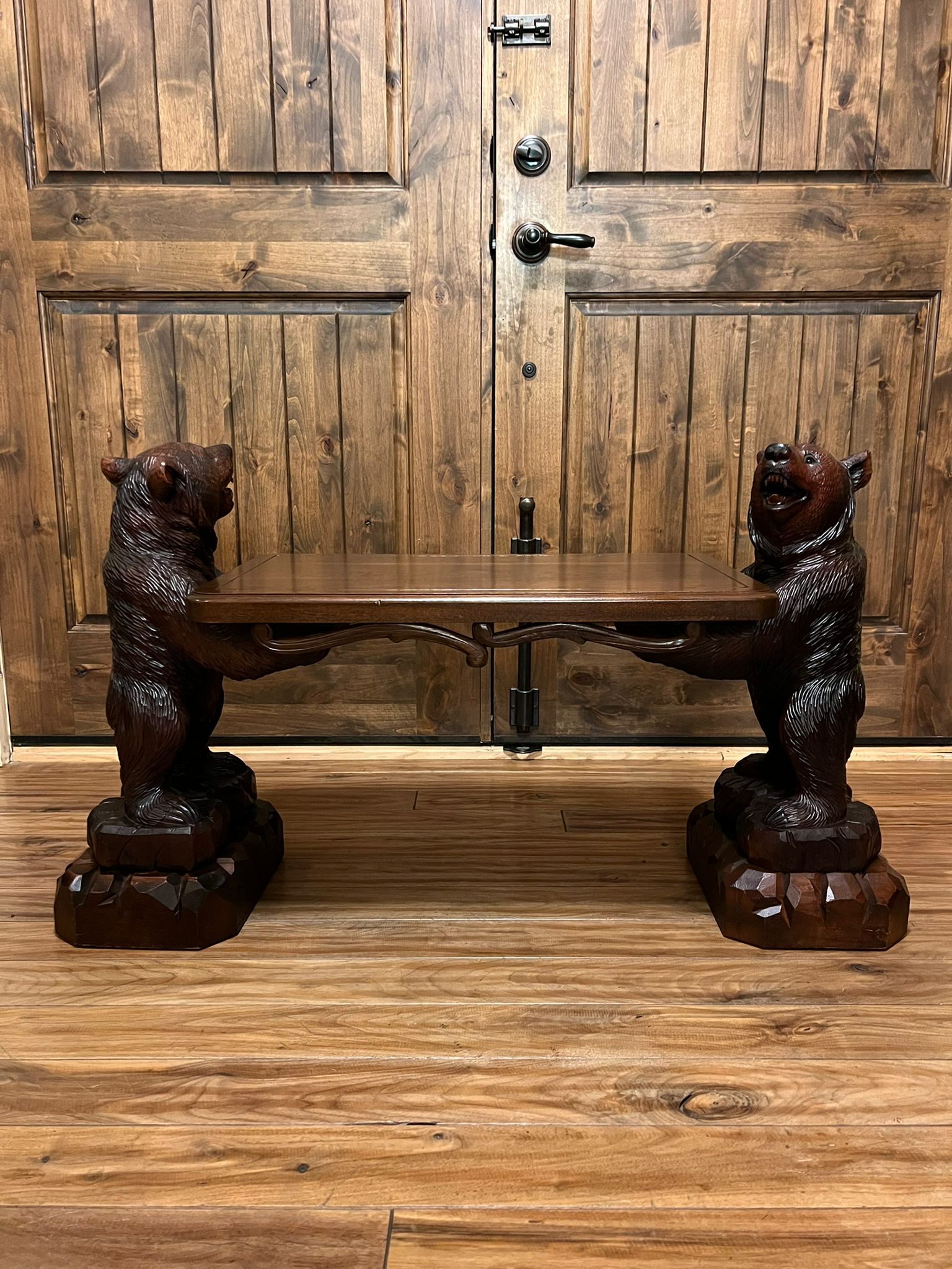 Carved Wood Bears 19th Century Swiss Black Forest Table Stand