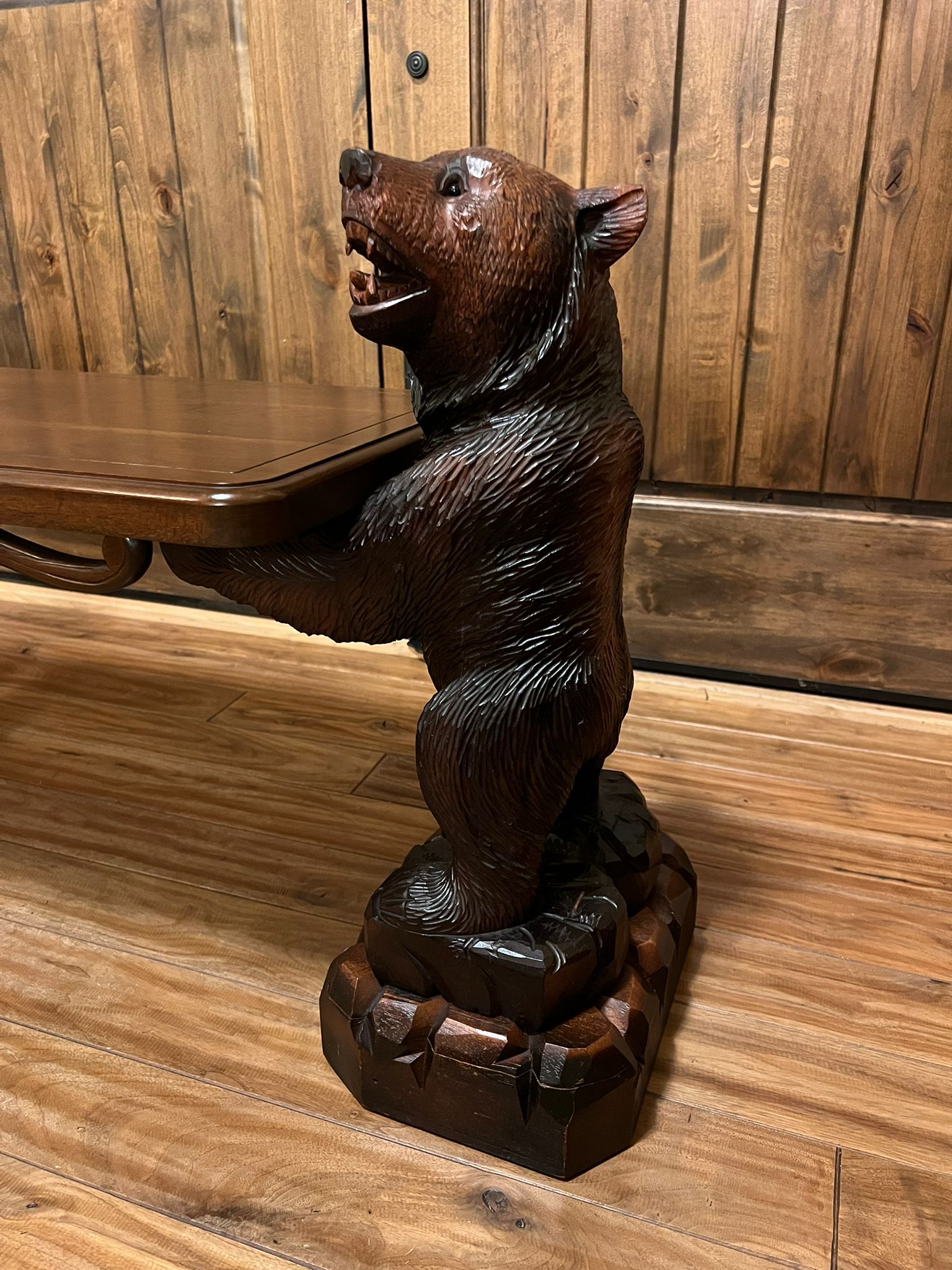Carved Wood Bears 19th Century Swiss Black Forest Table Stand