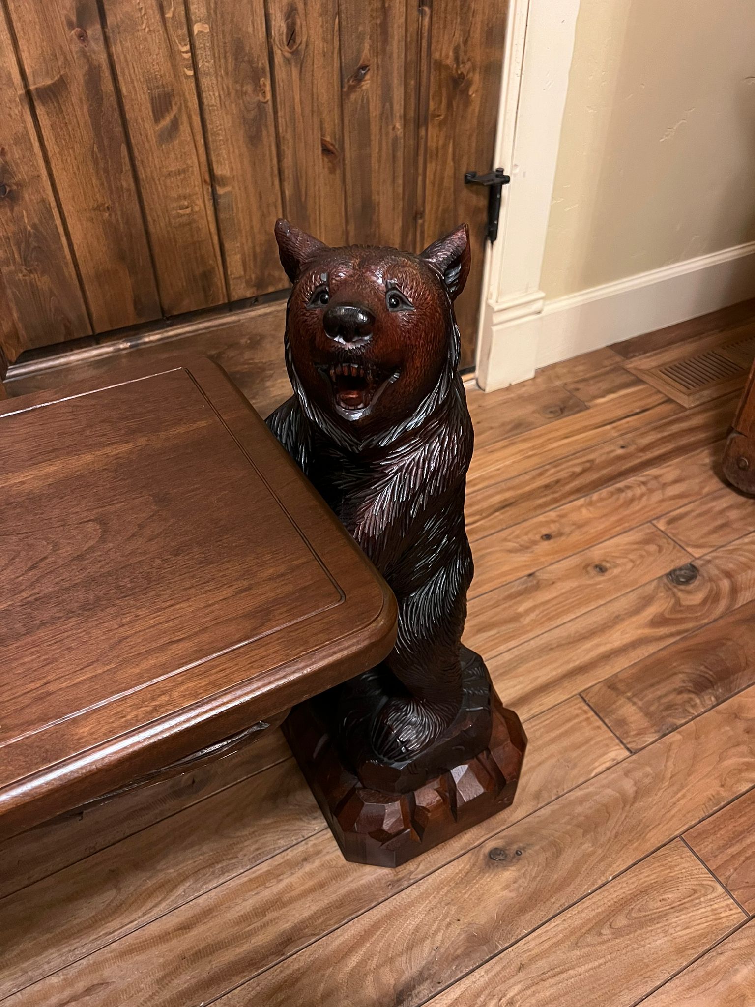 Carved Wood Bears 19th Century Swiss Black Forest Table Stand