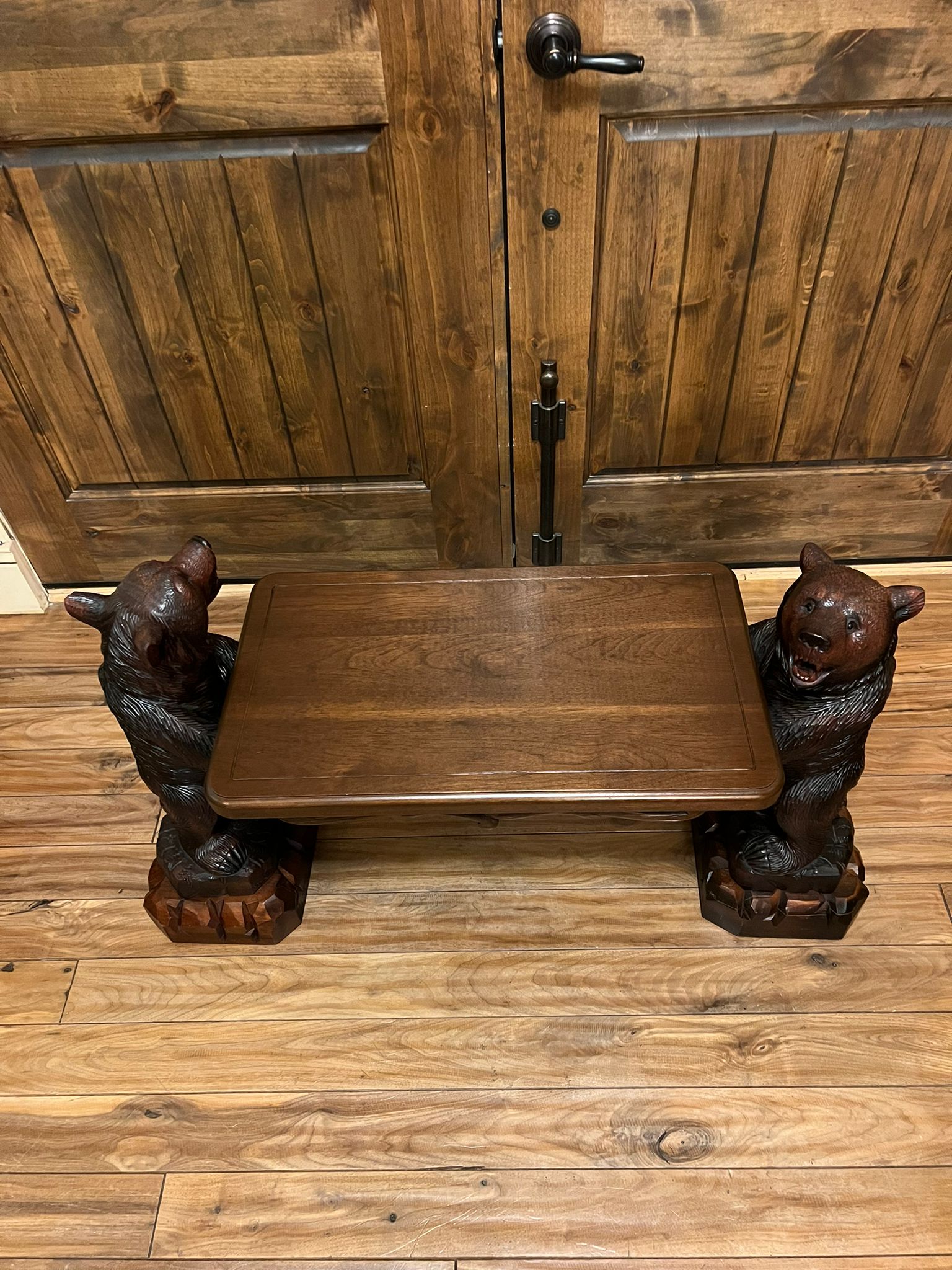 Carved Wood Bears 19th Century Swiss Black Forest Table Stand