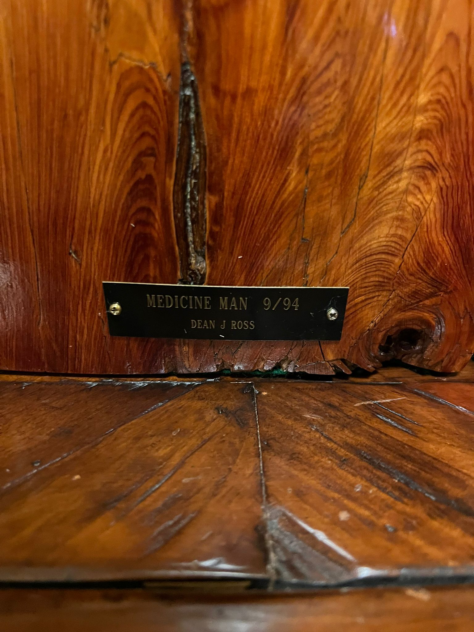 Medicine Man Indian Bust 22" Tall Wood Carving by Dean J Ross Native American