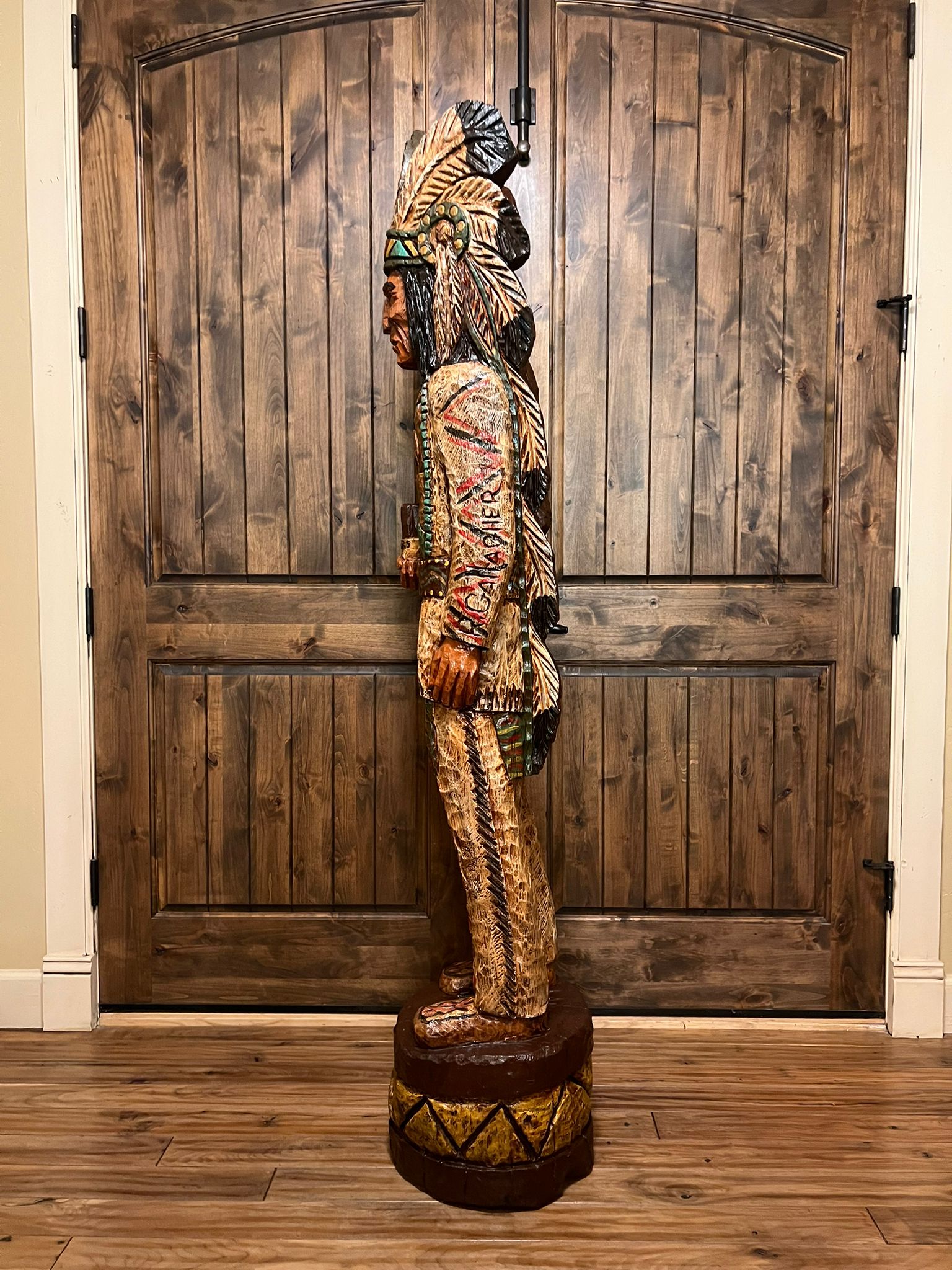 Vintage Ralph Gallagher 6 ft Cigar Store Indian carved wooden statue