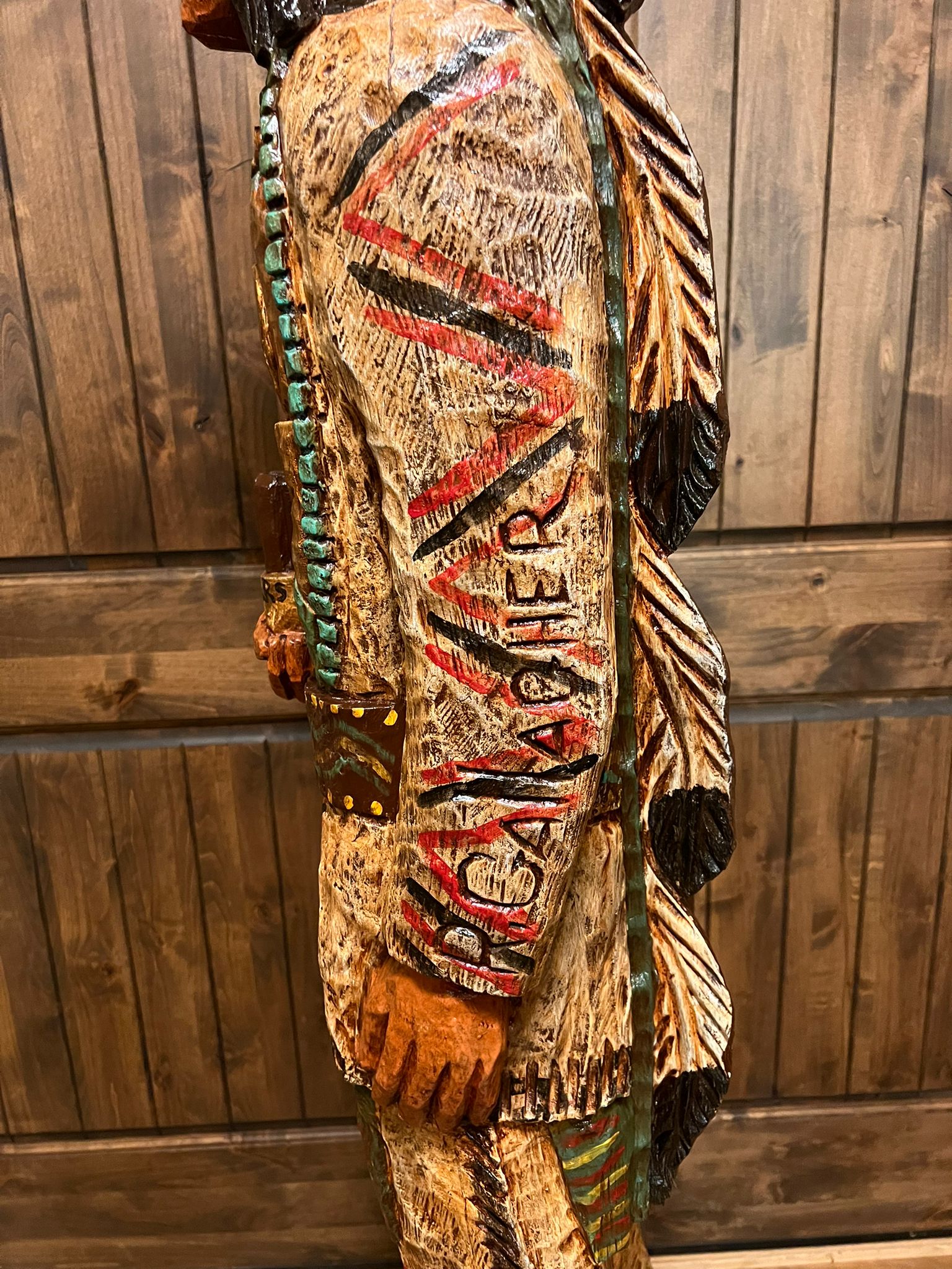 Vintage Ralph Gallagher 6 ft Cigar Store Indian carved wooden statue