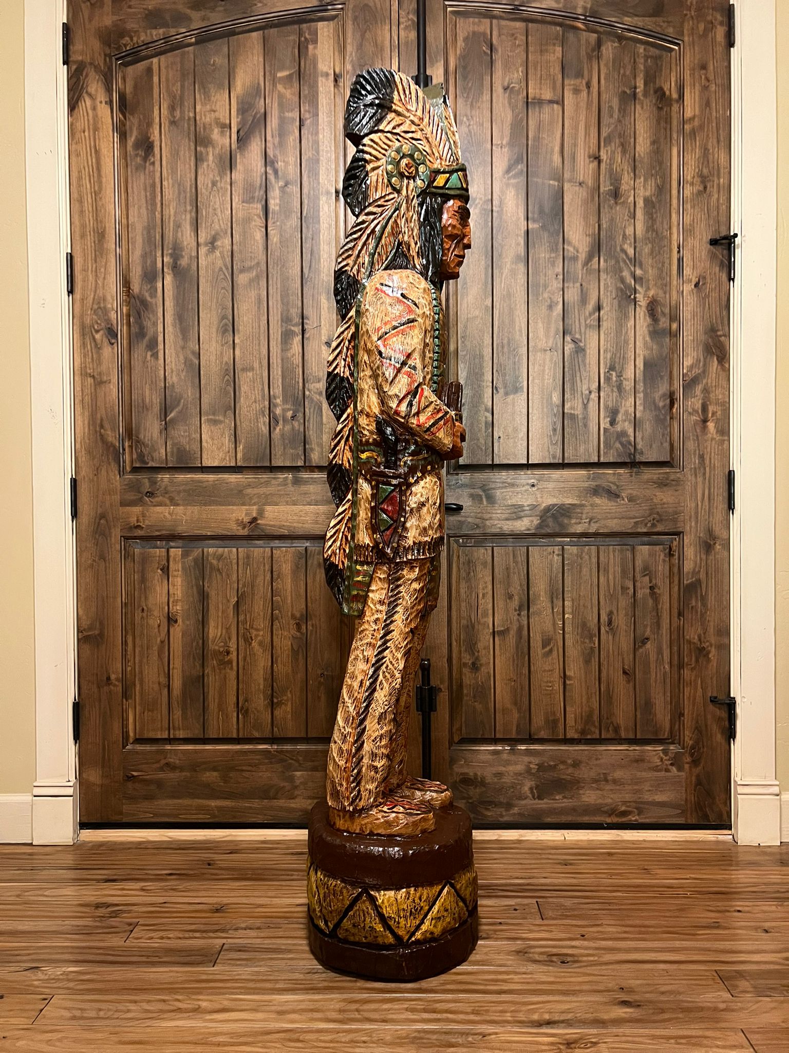 Vintage Ralph Gallagher 6 ft Cigar Store Indian carved wooden statue