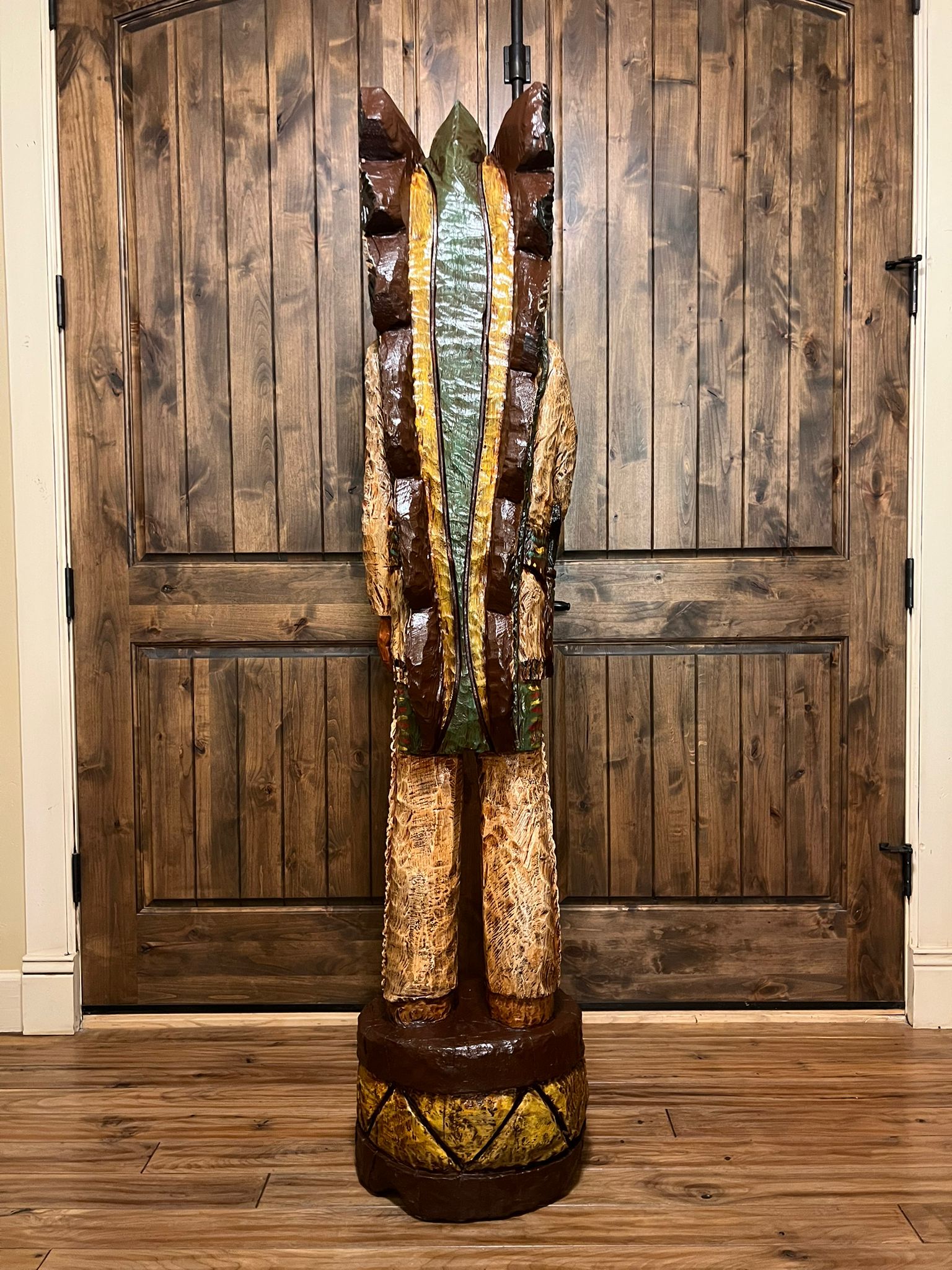 Vintage Ralph Gallagher 6 ft Cigar Store Indian carved wooden statue