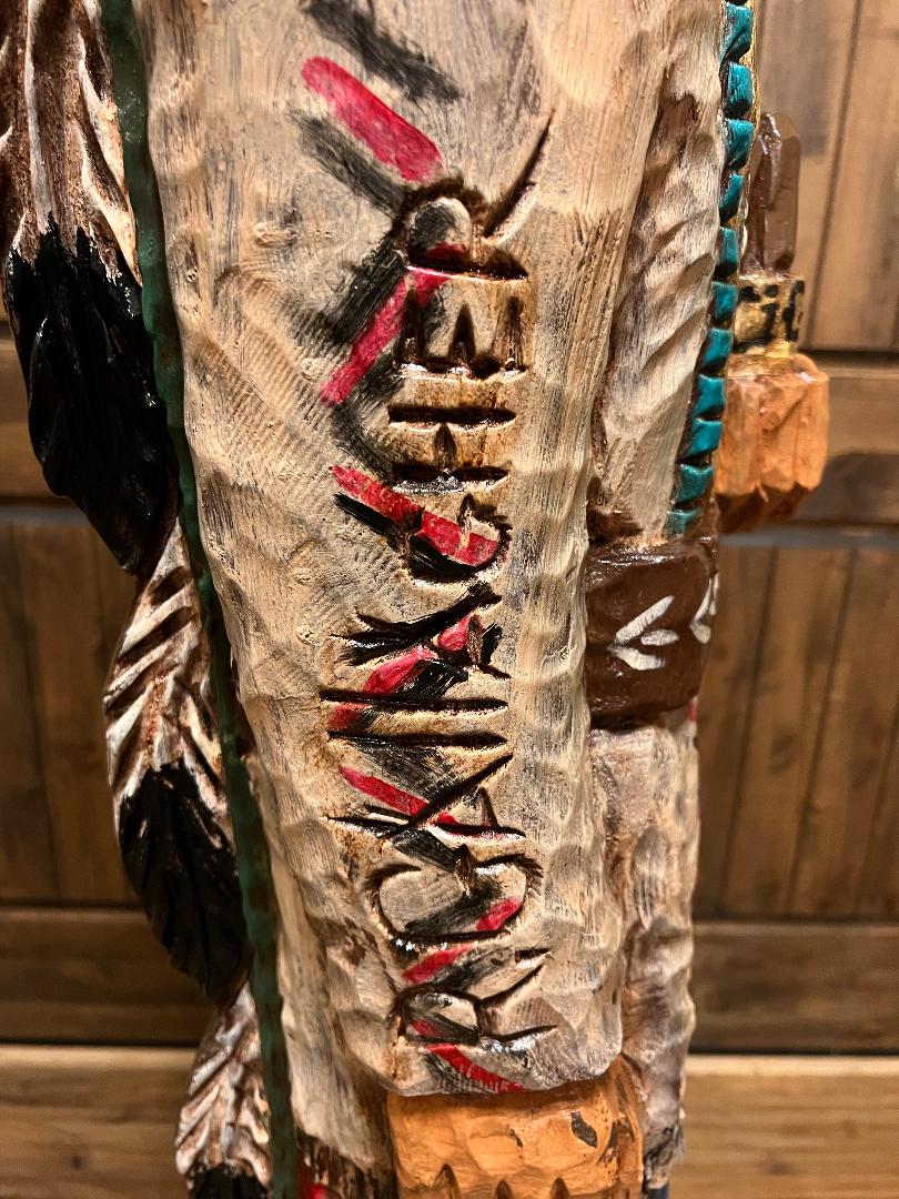 Vintage Ralph Gallagher Signature Series 6 ft Cigar Store Indian carved wooden statue