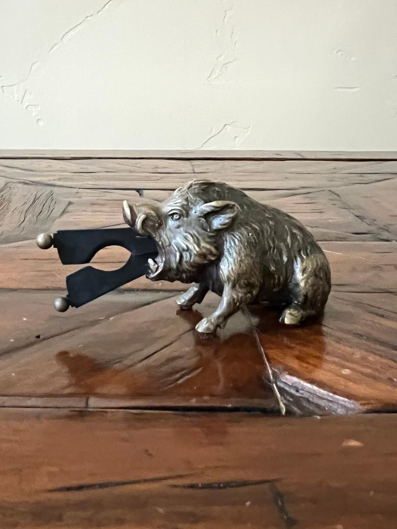 Vintage Austrian Bronze Wild Boar Cigar Cutter c. 1900s