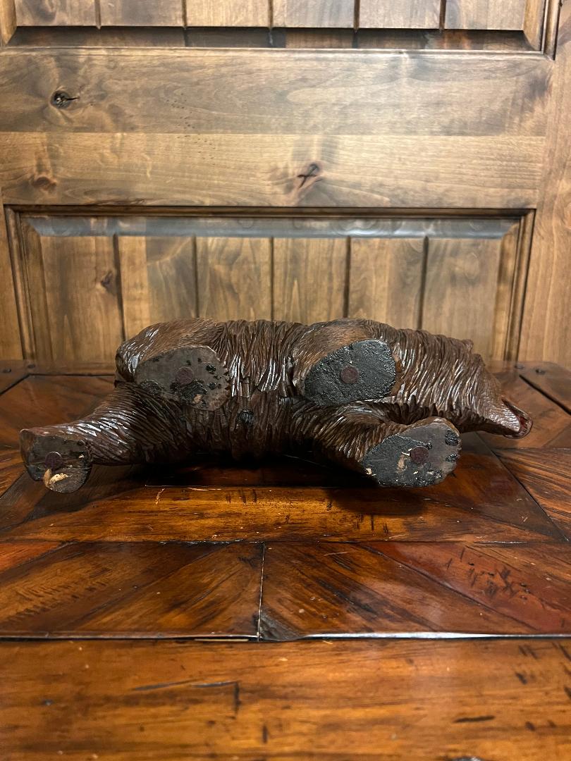 Carved Wood 19th Century Swiss Black Forest Bear Sculpture