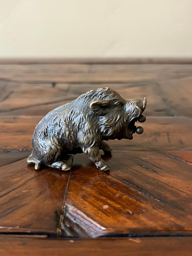 Vintage Austrian Bronze Wild Boar Cigar Cutter c. 1900s