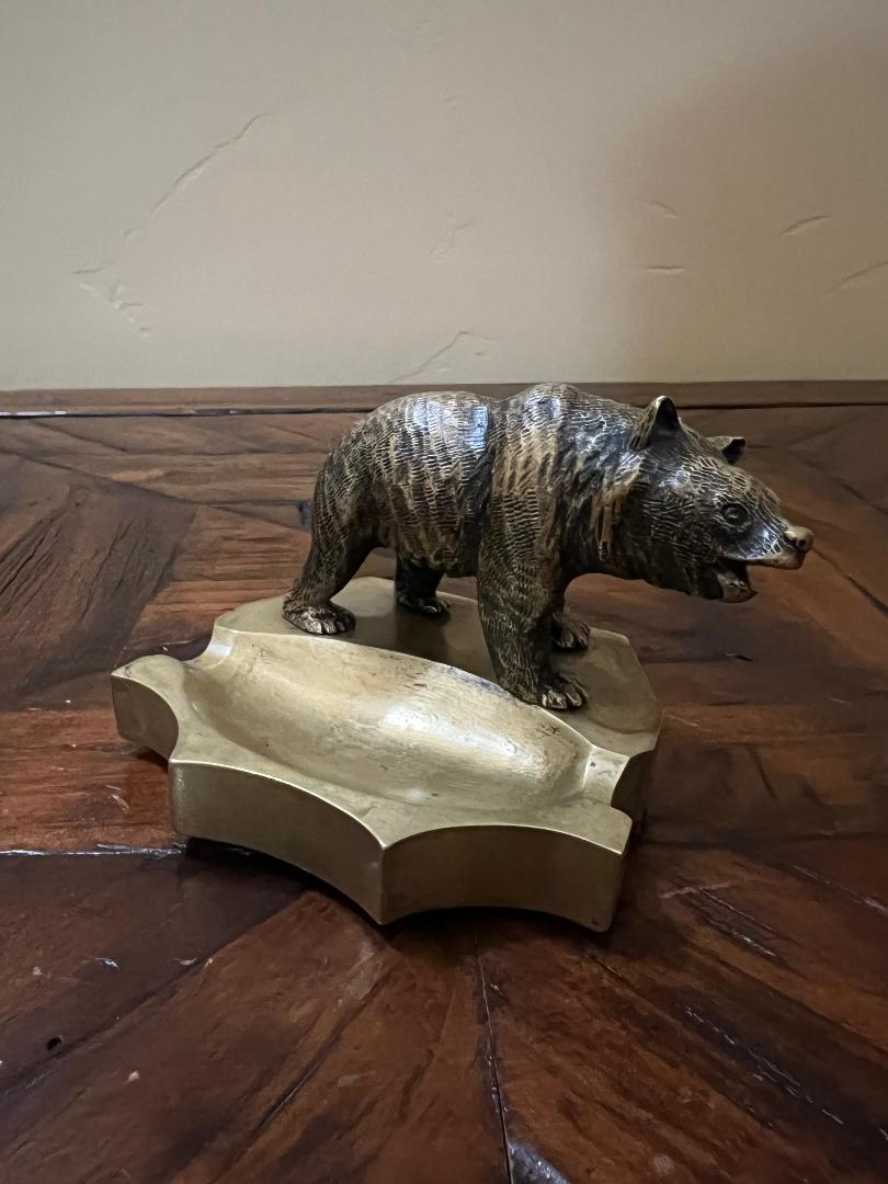 Vintage Bronze Bear Cigar Ashtray c. 1900s