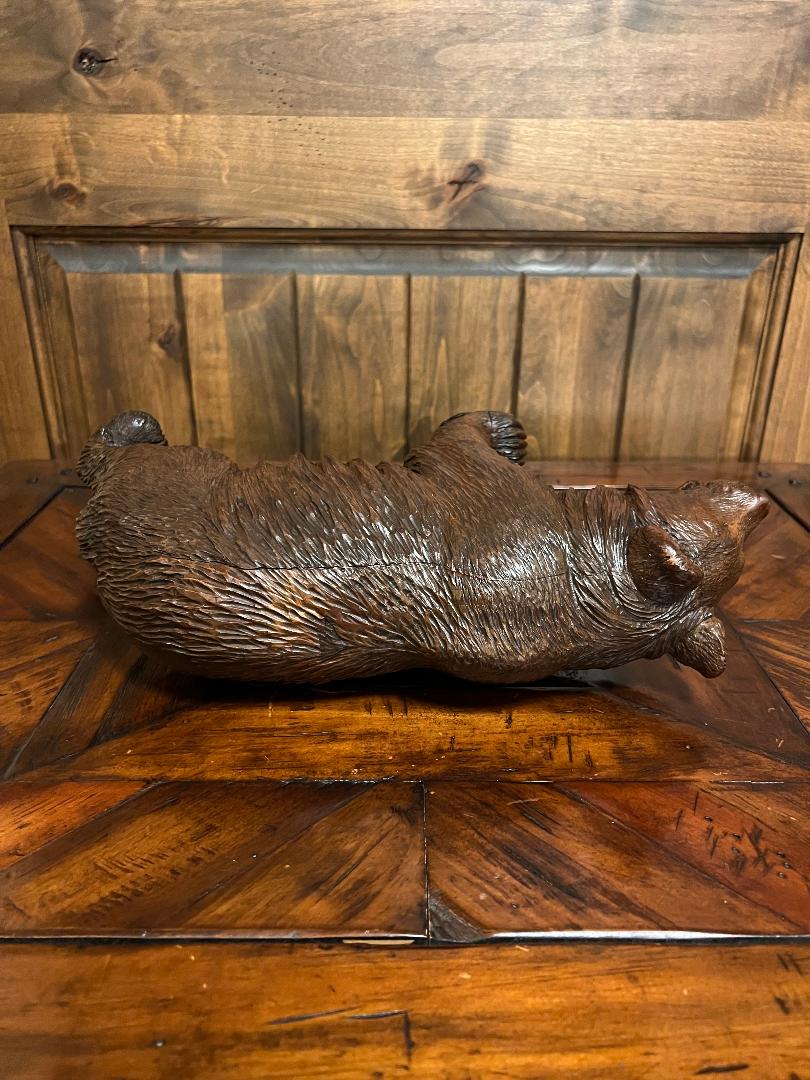 Carved Wood 19th Century Swiss Black Forest Bear Sculpture