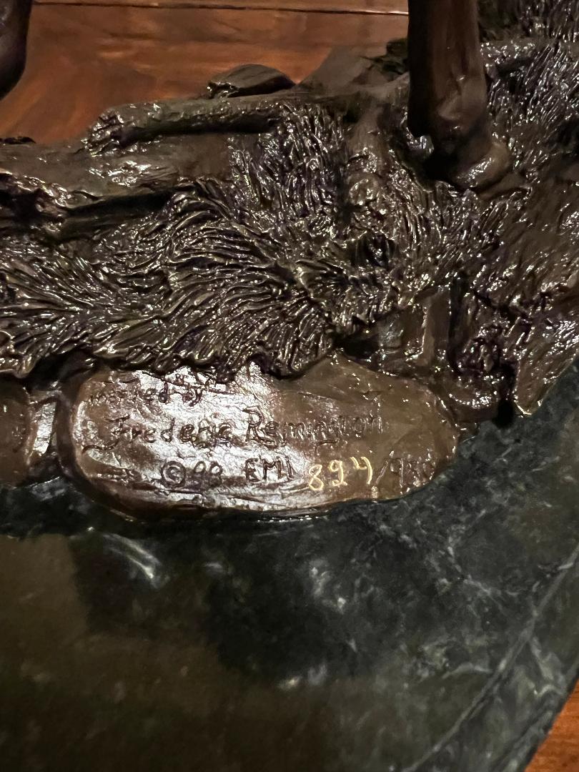 12 Point Buck Bronze Sculpture On Marble Base "Natures Pride" Frederic Remington