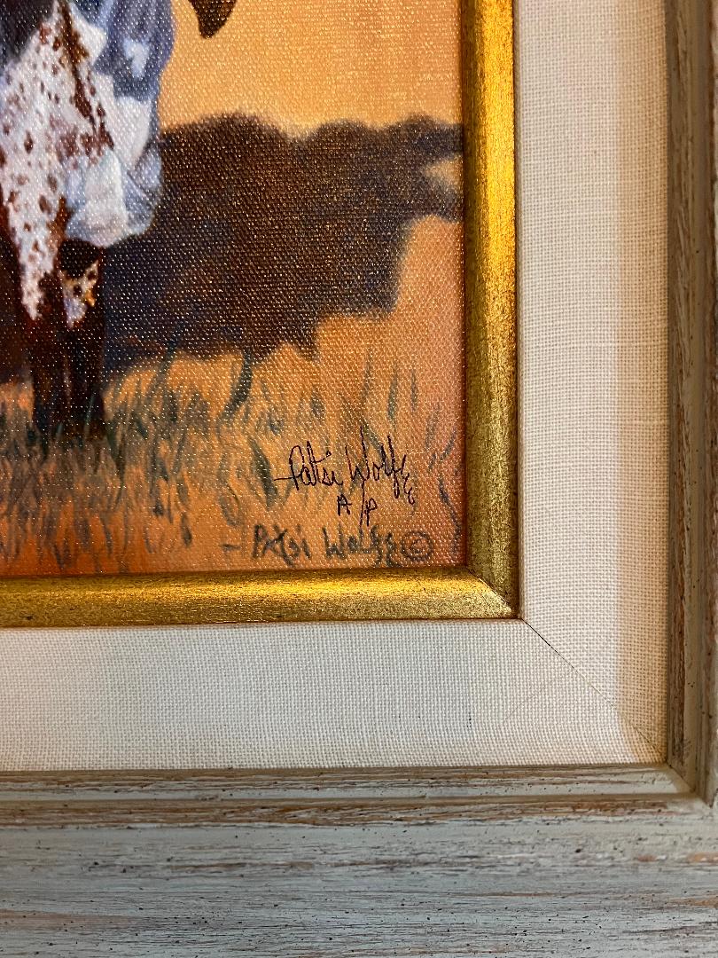 Oil On Board Painting by Patsi Wolfe Texas Longhorn Cow and Calf
