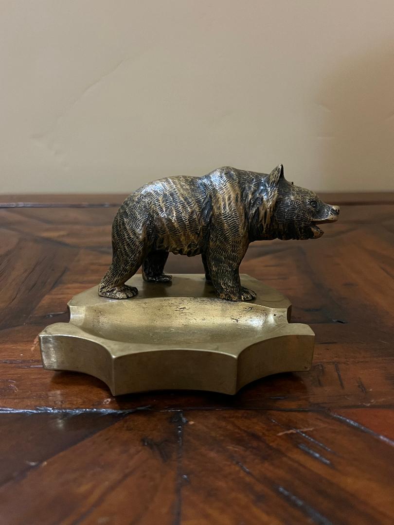 Vintage Bronze Bear Cigar Ashtray c. 1900s