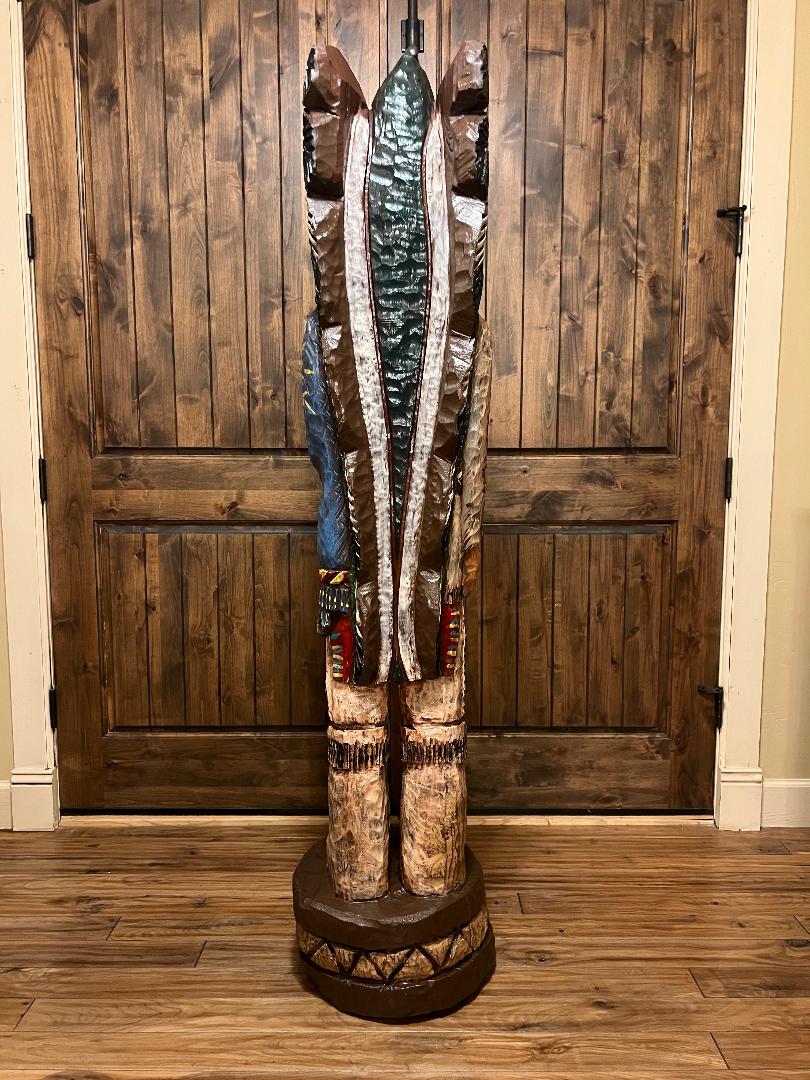 Vintage Ralph Gallagher Signature Series 6 ft Cigar Store Indian carved wooden statue