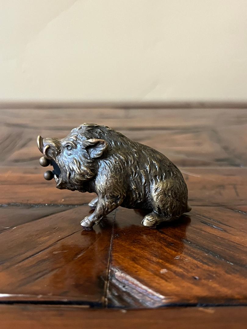 Vintage Austrian Bronze Wild Boar Cigar Cutter c. 1900s