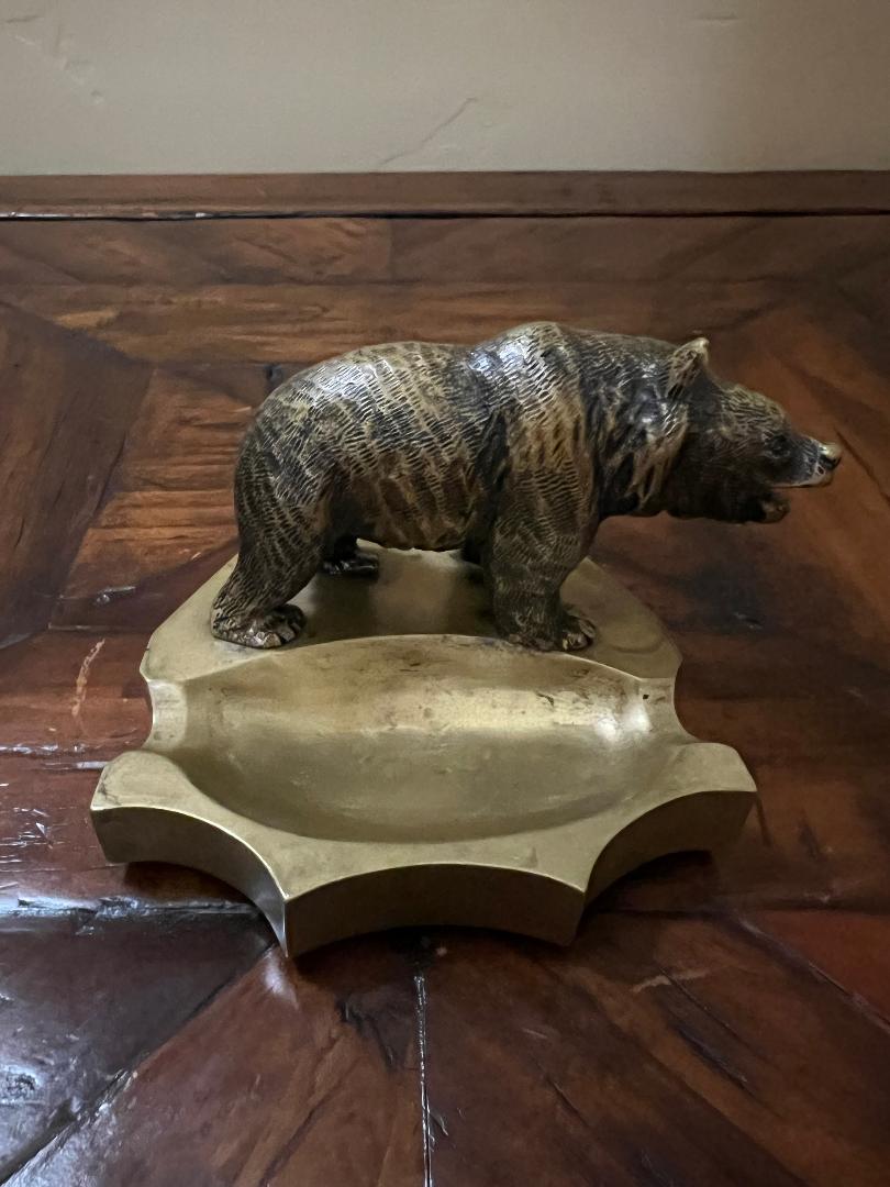 Vintage Bronze Bear Cigar Ashtray c. 1900s