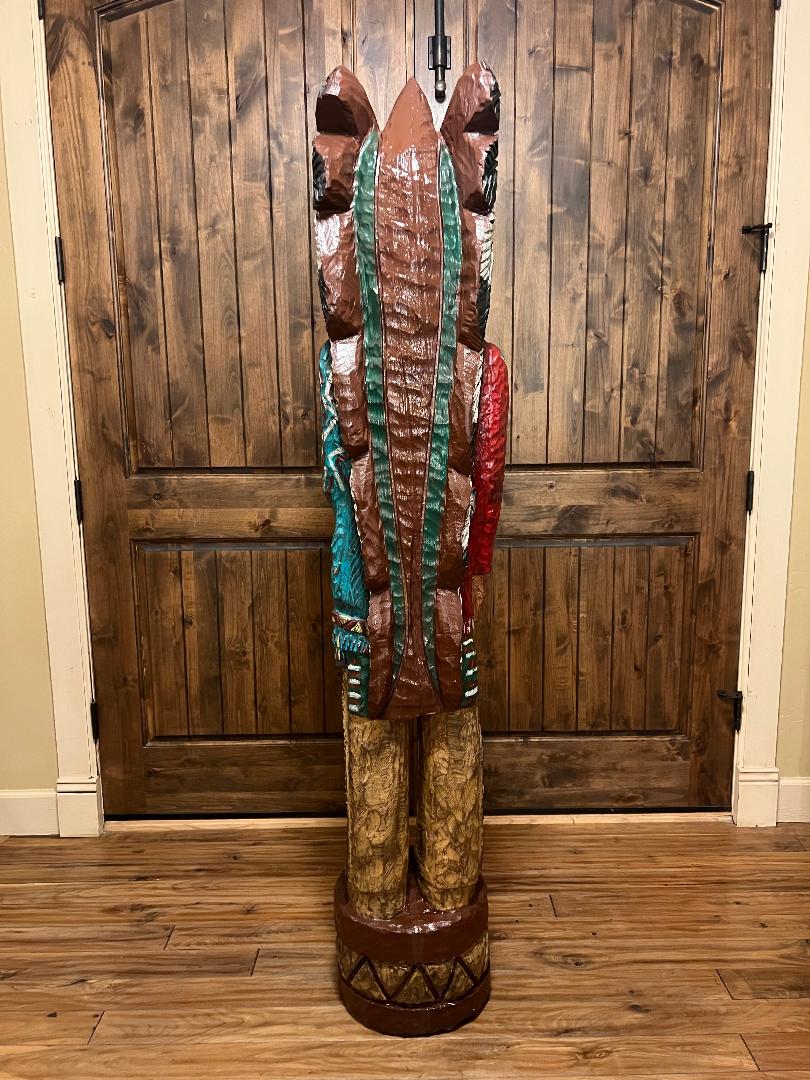 Vintage Ralph Gallagher Signature Series 6 ft Cigar Store Indian carved wooden statue