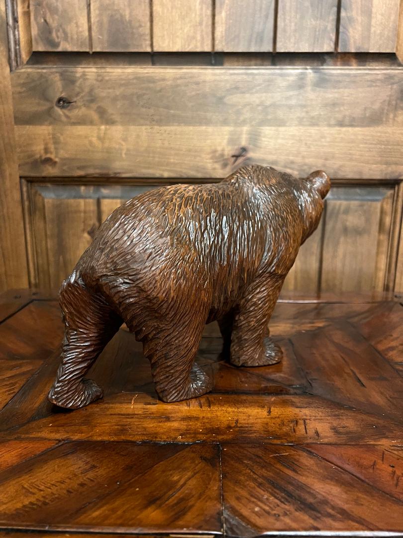 Carved Wood 19th Century Swiss Black Forest Bear Sculpture