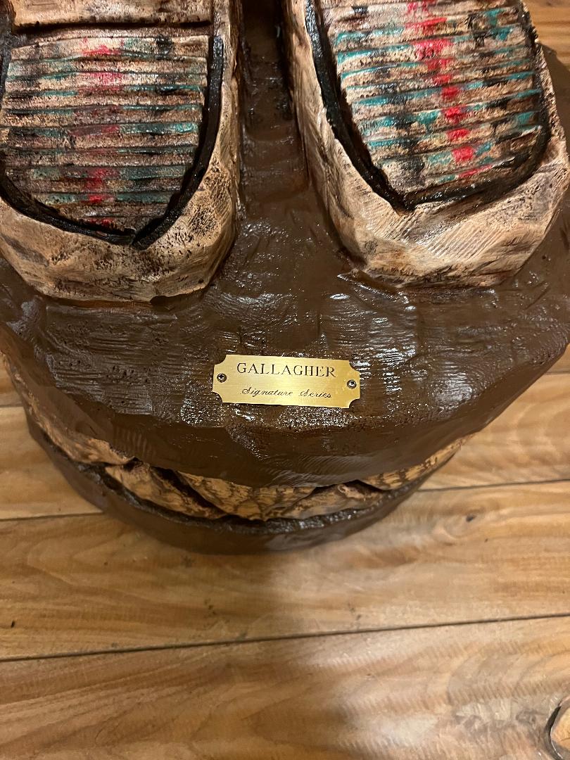 Vintage Ralph Gallagher Signature Series 6 ft Cigar Store Indian carved wooden statue