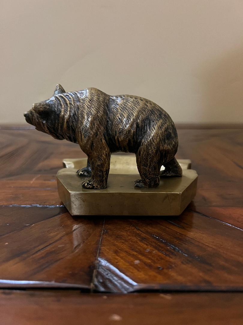 Vintage Bronze Bear Cigar Ashtray c. 1900s