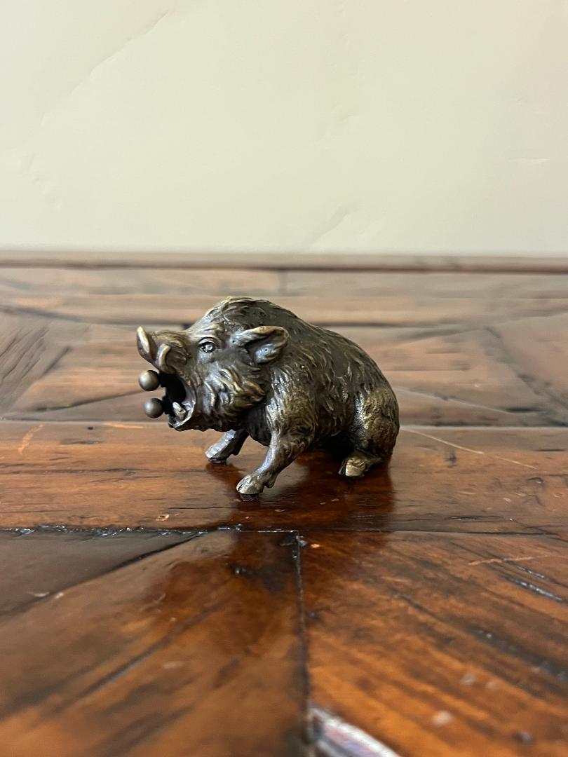 Vintage Austrian Bronze Wild Boar Cigar Cutter c. 1900s