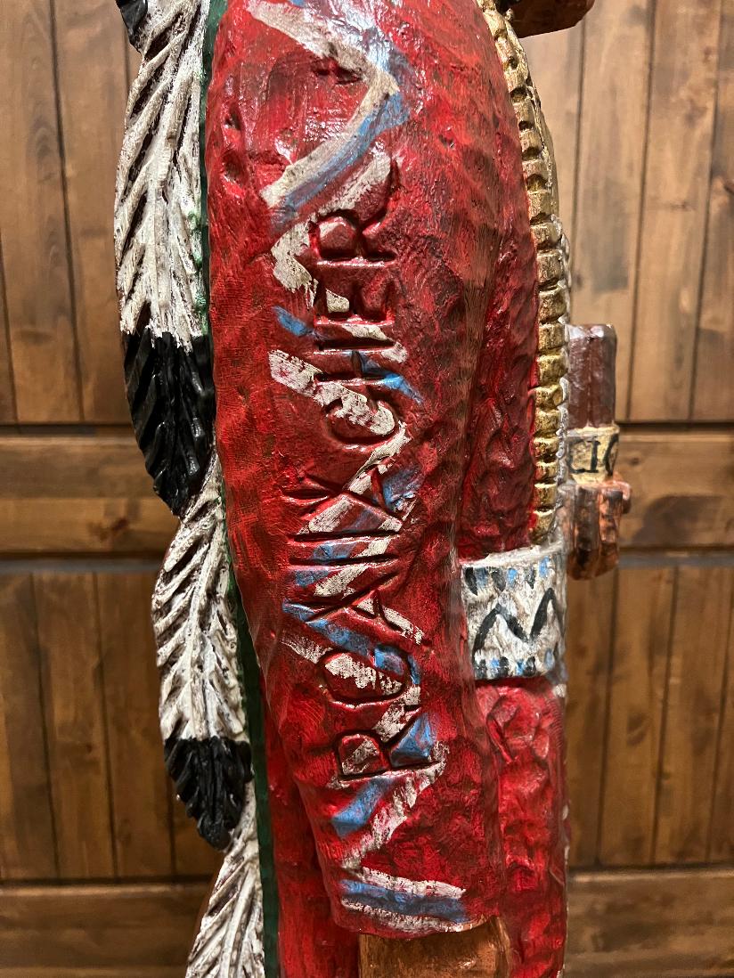 Vintage Ralph Gallagher Signature Series 6 ft Cigar Store Indian carved wooden statue