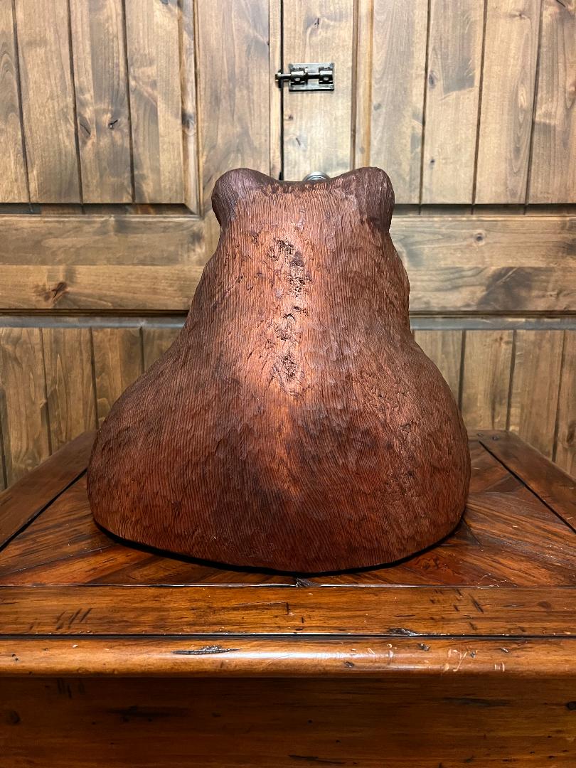 Carved Wooden Bear Bust 15" Statue By Artist R. L. Blair