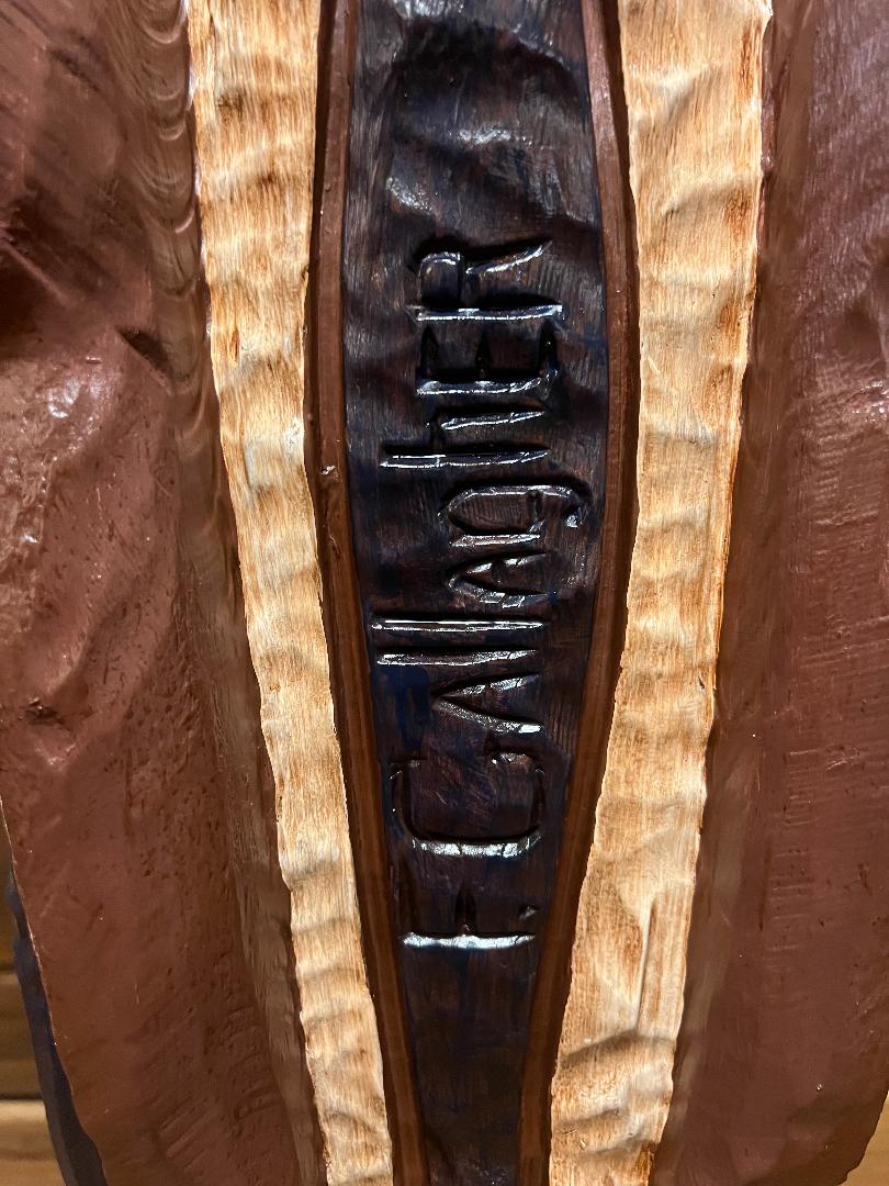 Frank Gallagher 5 Ft Cigar Store Indian Blue Coat with Rifle Carved Wooden Statue