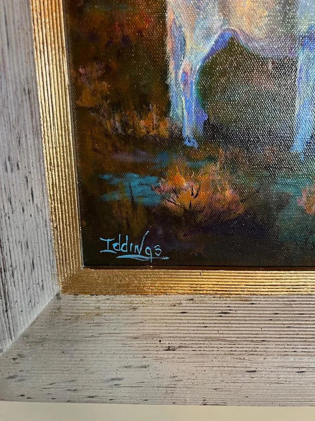 Oil Painting On Canvas by Sam Iddings Native American Horses Tee Pee