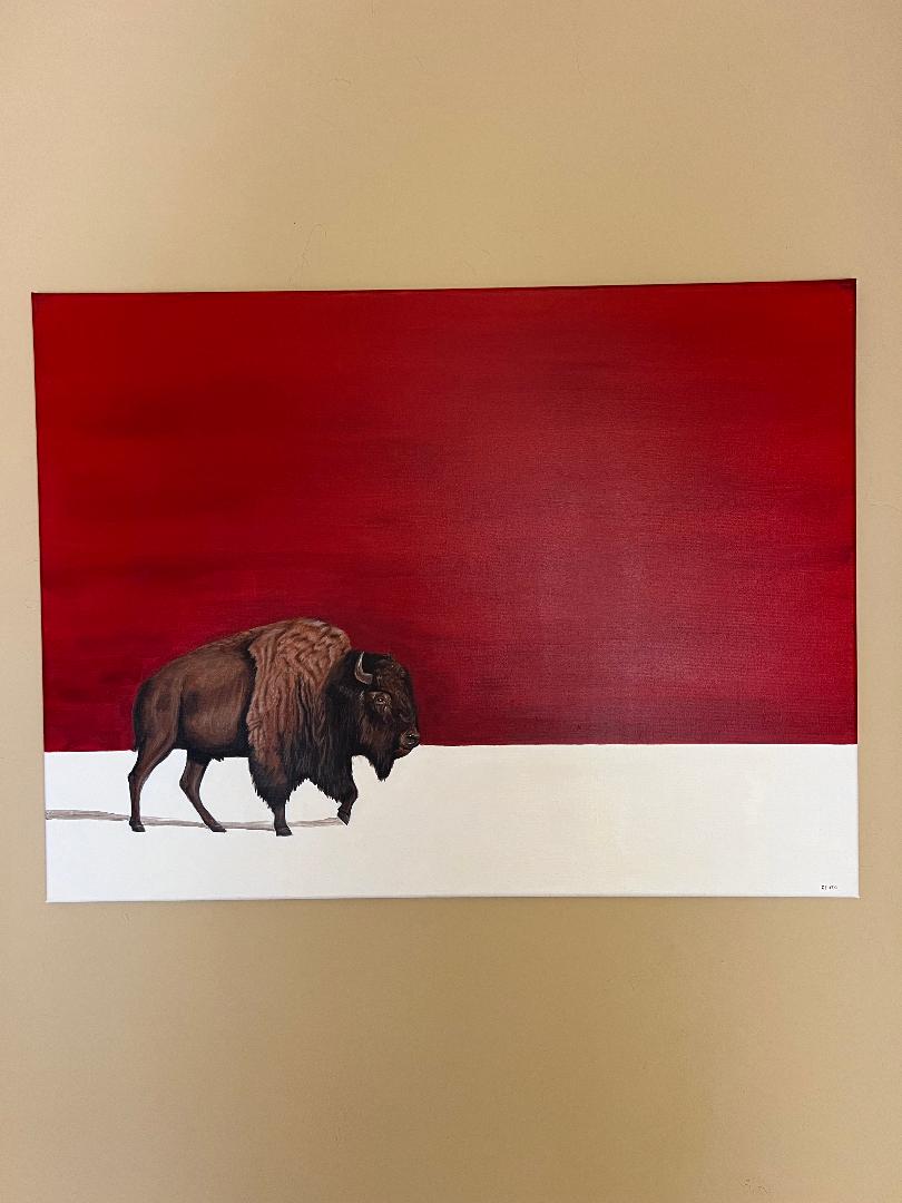 White Earth Bison Fall 30 x 40 Oil on Canvas Painting by Julian Centofante