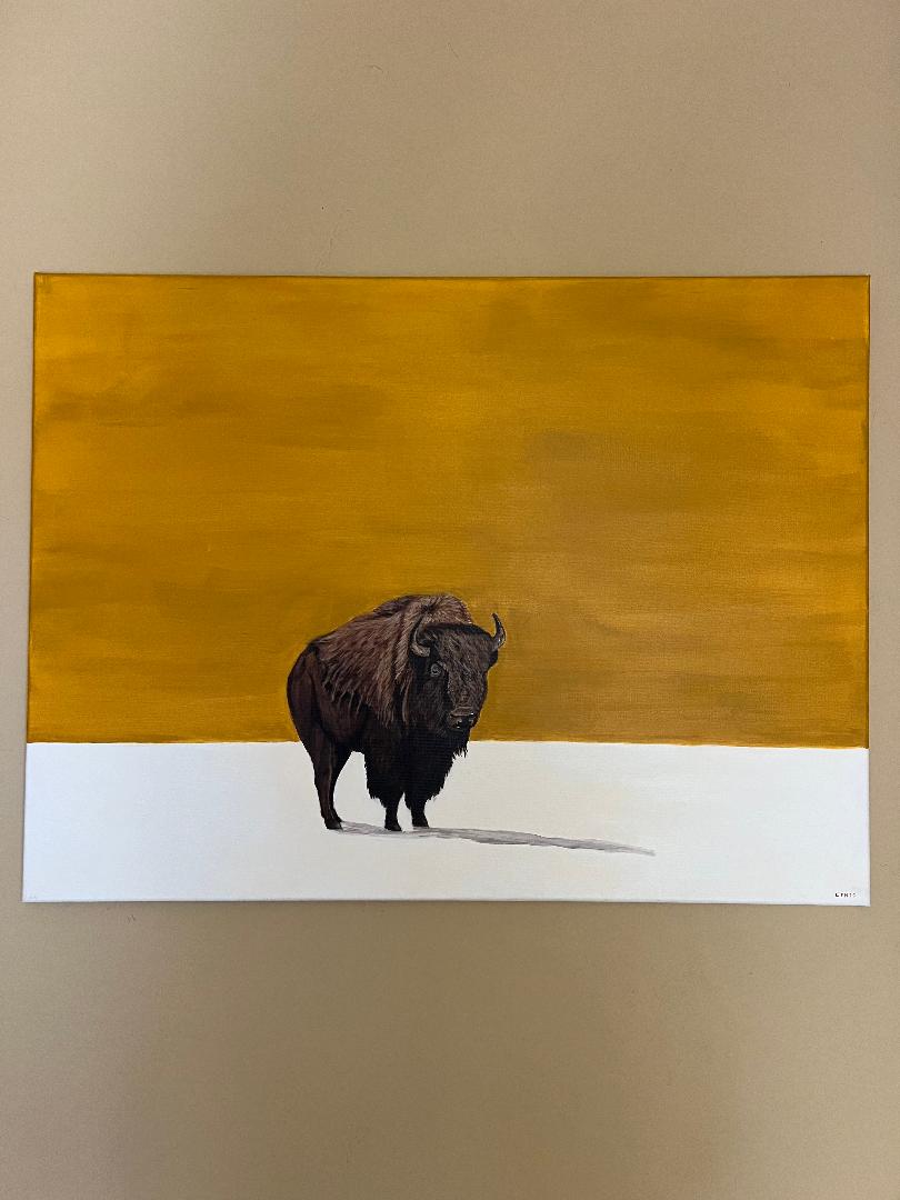 White Earth Bison Summer 30 x 40 Oil on Canvas Painting by Julian Centofante