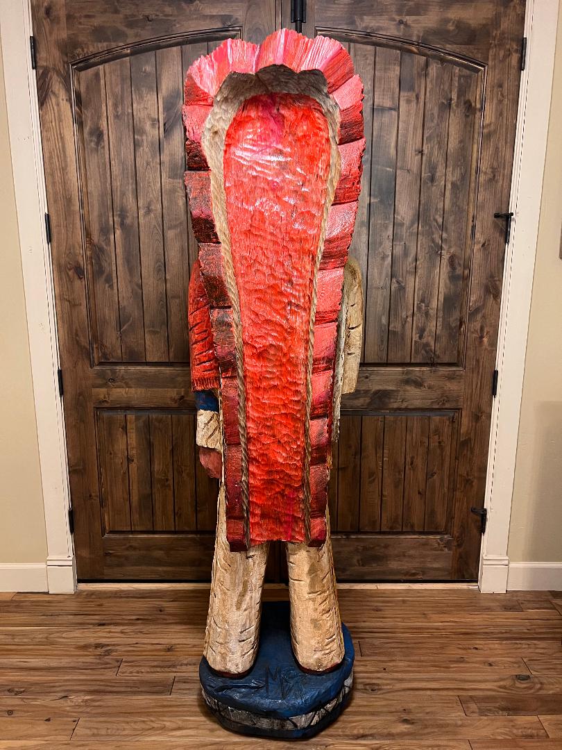 Giant 6' 8" Mike Brumfield Cigar Store Indian wood carving statue