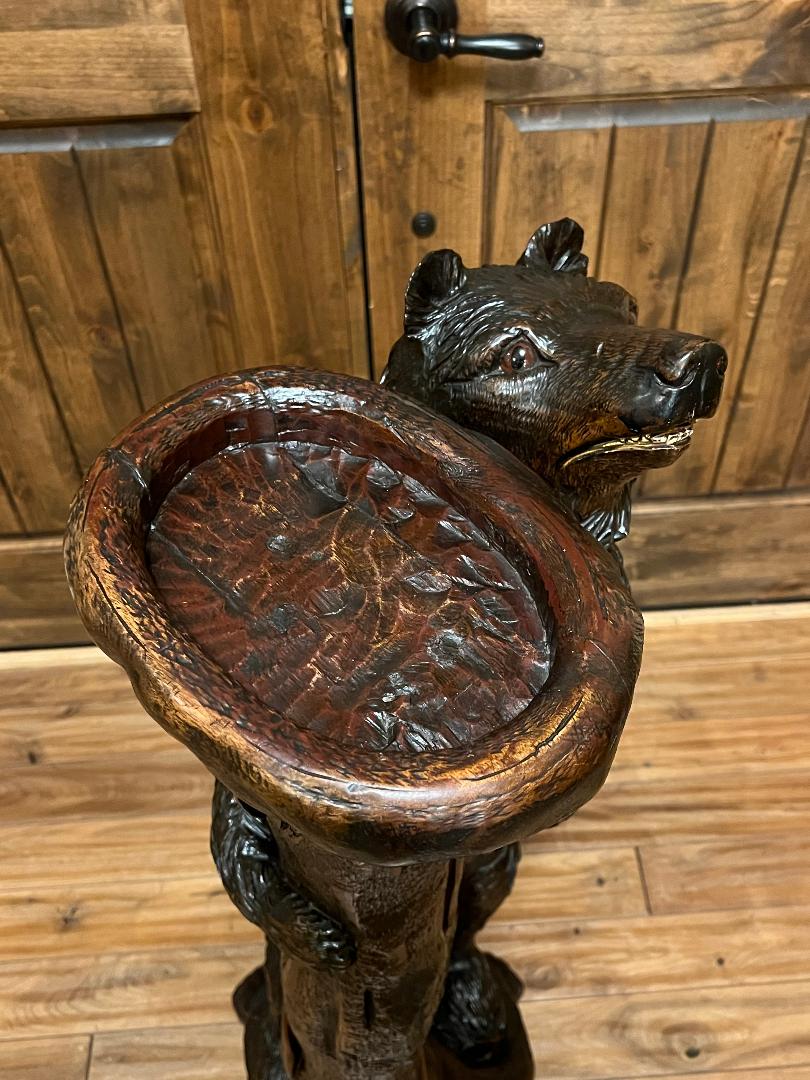 Carved Wood Bear 19th Century Swiss Black Forest Stand Tray