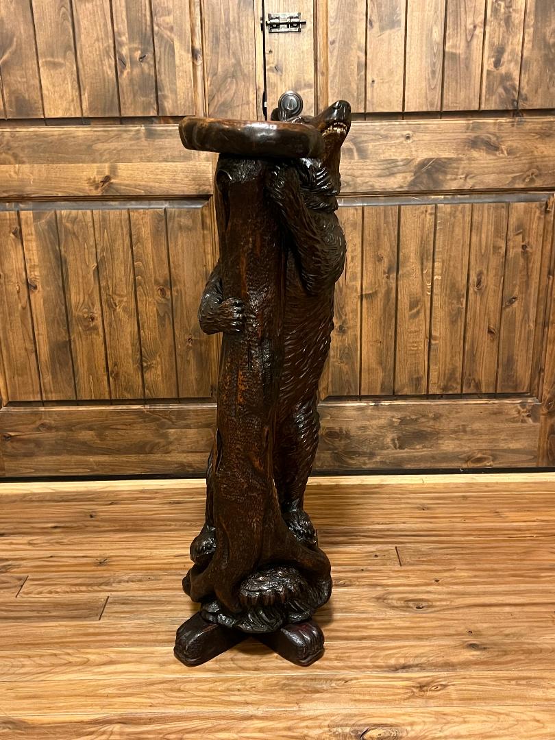 Carved Wood Bear 19th Century Swiss Black Forest Stand Tray
