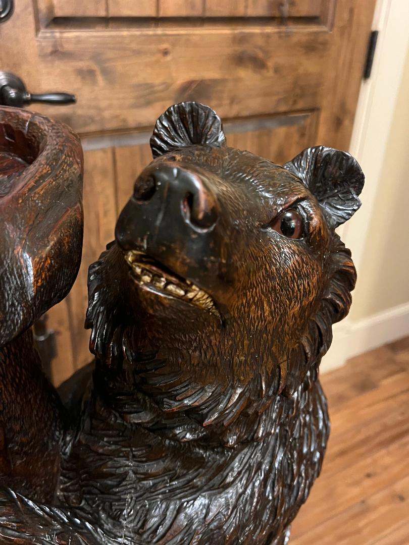 Carved Wood Bear 19th Century Swiss Black Forest Stand Tray