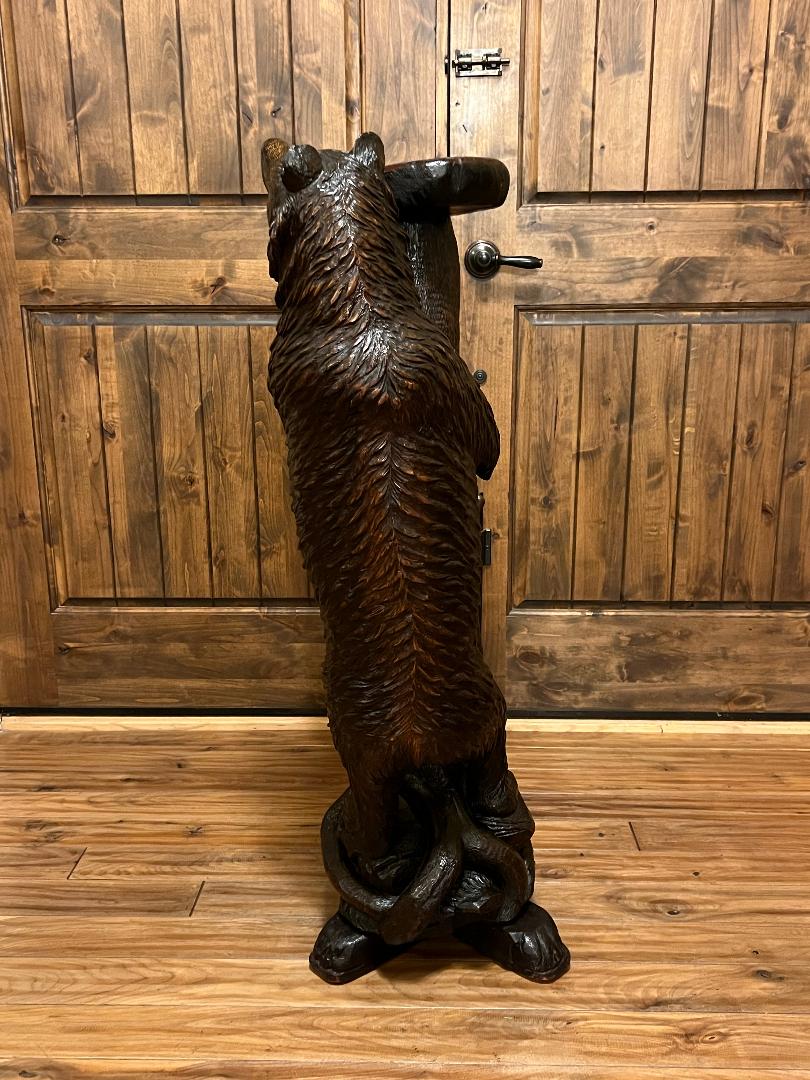Carved Wood Bear 19th Century Swiss Black Forest Stand Tray